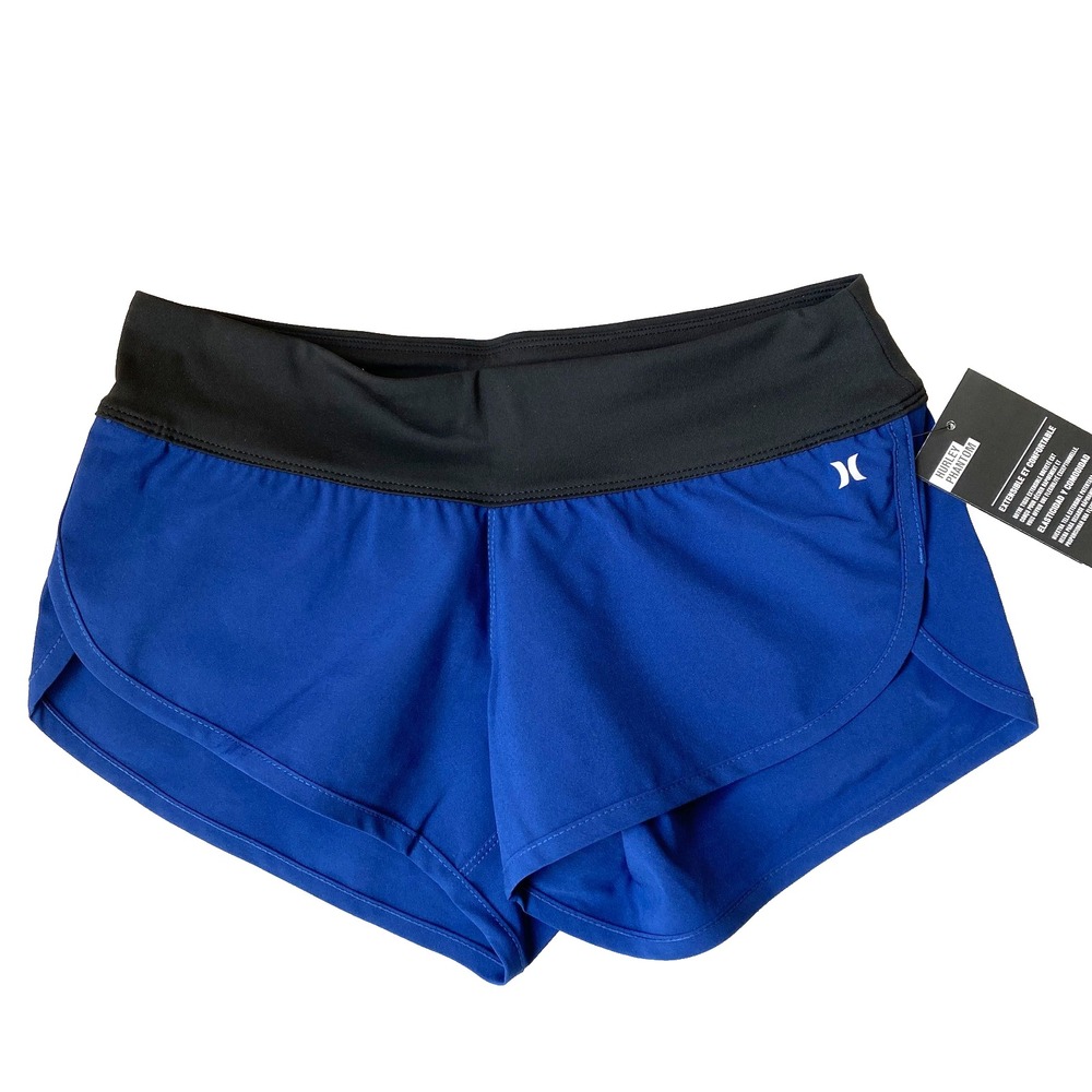 Hurley Phantom Board Shorts Women Size M Royal Blue Black Beach Coquette NWT